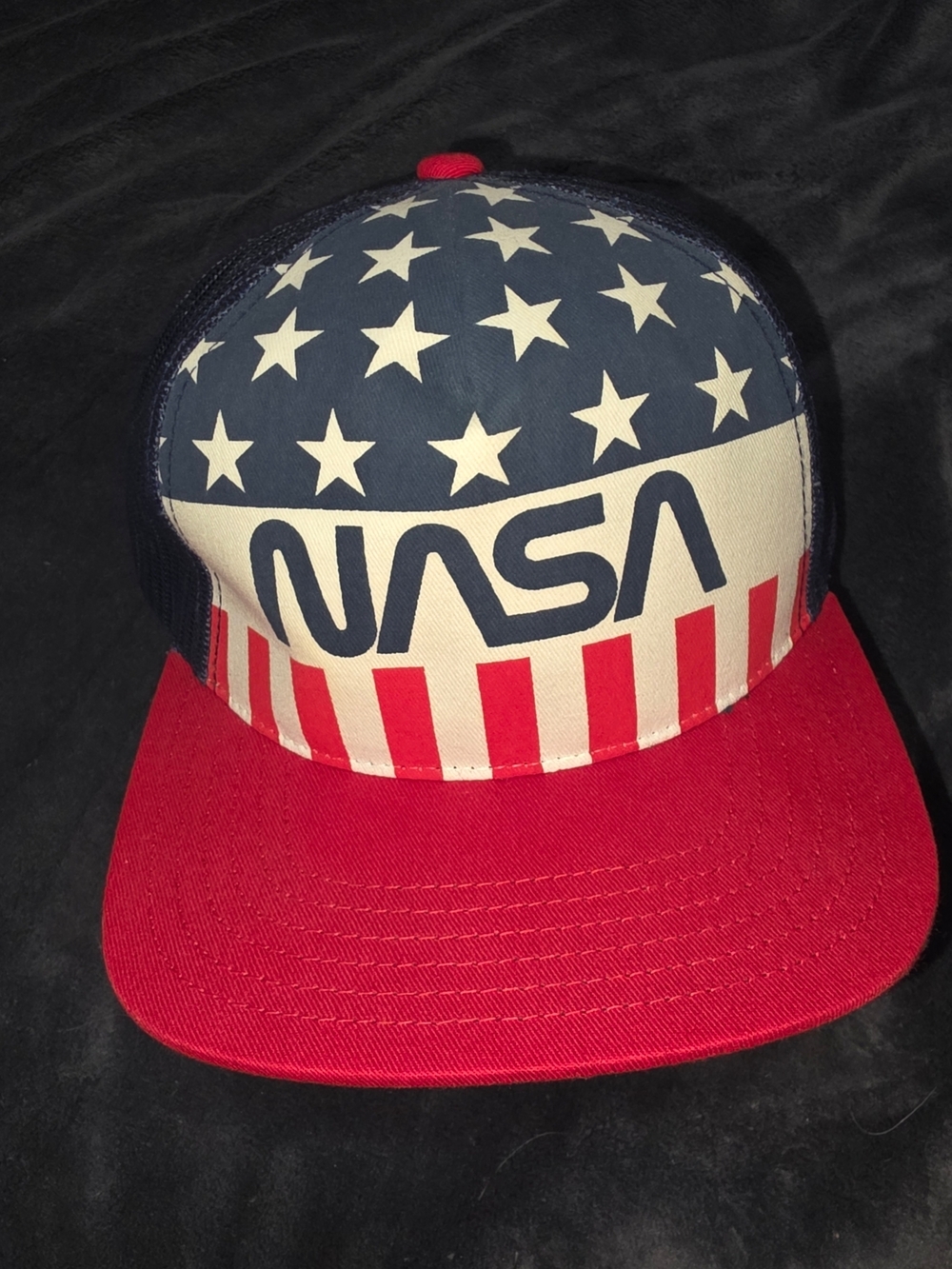 NASA American Flag Trucker Hat - Red White Blue